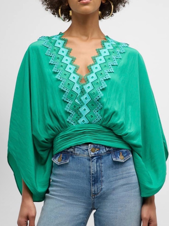Ramy Brook Tops - Ramy Brook Kynlee Embellished Blouse Color Sea Green Size M